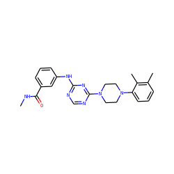 CNC(=O)c1cccc(Nc2ncnc(N3CCN(c4cccc(C)c4C)CC3)n2)c1 ZINC001772574355