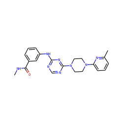 CNC(=O)c1cccc(Nc2ncnc(N3CCN(c4cccc(C)n4)CC3)n2)c1 ZINC001772640386