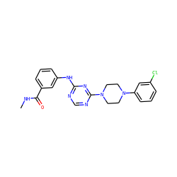 CNC(=O)c1cccc(Nc2ncnc(N3CCN(c4cccc(Cl)c4)CC3)n2)c1 ZINC001772595649