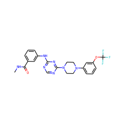 CNC(=O)c1cccc(Nc2ncnc(N3CCN(c4cccc(OC(F)(F)F)c4)CC3)n2)c1 ZINC000118590960