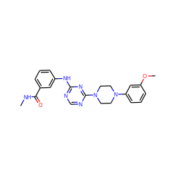 CNC(=O)c1cccc(Nc2ncnc(N3CCN(c4cccc(OC)c4)CC3)n2)c1 ZINC000118585045