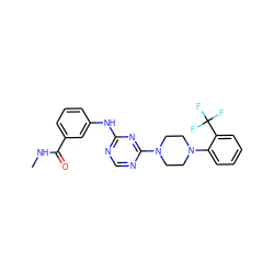 CNC(=O)c1cccc(Nc2ncnc(N3CCN(c4ccccc4C(F)(F)F)CC3)n2)c1 ZINC001772607238