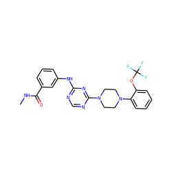 CNC(=O)c1cccc(Nc2ncnc(N3CCN(c4ccccc4OC(F)(F)F)CC3)n2)c1 ZINC001772597899