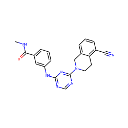 CNC(=O)c1cccc(Nc2ncnc(N3CCc4c(C#N)cccc4C3)n2)c1 ZINC001772585807