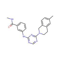 CNC(=O)c1cccc(Nc2ncnc(N3CCc4cc(C)ccc4C3)n2)c1 ZINC001772578271