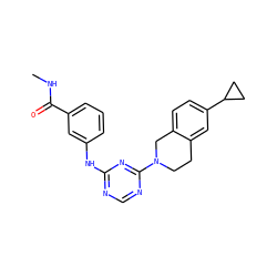 CNC(=O)c1cccc(Nc2ncnc(N3CCc4cc(C5CC5)ccc4C3)n2)c1 ZINC001772579799