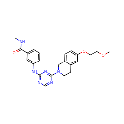 CNC(=O)c1cccc(Nc2ncnc(N3CCc4cc(OCCOC)ccc4C3)n2)c1 ZINC001772653268