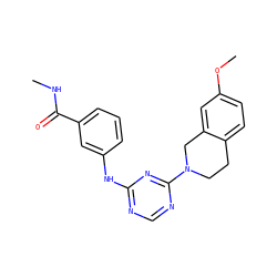 CNC(=O)c1cccc(Nc2ncnc(N3CCc4ccc(OC)cc4C3)n2)c1 ZINC001772648449