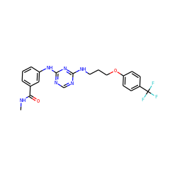 CNC(=O)c1cccc(Nc2ncnc(NCCCOc3ccc(C(F)(F)F)cc3)n2)c1 ZINC001772651447