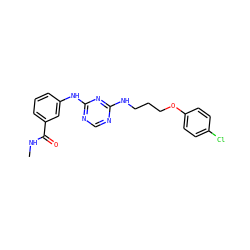CNC(=O)c1cccc(Nc2ncnc(NCCCOc3ccc(Cl)cc3)n2)c1 ZINC000118708260
