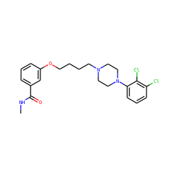 CNC(=O)c1cccc(OCCCCN2CCN(c3cccc(Cl)c3Cl)CC2)c1 ZINC000653883050