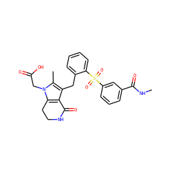 CNC(=O)c1cccc(S(=O)(=O)c2ccccc2Cc2c3c(n(CC(=O)O)c2C)CCNC3=O)c1 ZINC000299827854
