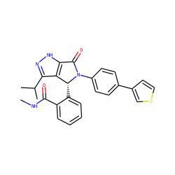 CNC(=O)c1ccccc1[C@@H]1c2c(C(C)C)n[nH]c2C(=O)N1c1ccc(-c2ccsc2)cc1 ZINC000096177100