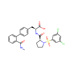 CNC(=O)c1ccccc1-c1ccc(C[C@H](NC(=O)[C@@H]2CCCN2S(=O)(=O)c2cc(Cl)cc(Cl)c2)C(=O)O)cc1 ZINC000026646032