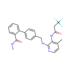 CNC(=O)c1ccccc1-c1ccc(CNc2nccc(C)c2NC(=O)CC(F)(F)F)cc1 ZINC000028524769