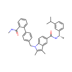 CNC(=O)c1ccccc1-c1ccc(Cn2c(C)c(C)c3cc(C(=O)N[C@@H](C)c4cccc(C(C)C)c4)ccc32)cc1 ZINC000205983889