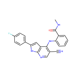 CNC(=O)c1ccccc1Nc1c(C#N)cnc2[nH]c(-c3ccc(F)cc3)cc12 ZINC000095595125