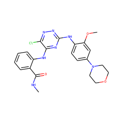CNC(=O)c1ccccc1Nc1nc(Nc2ccc(N3CCOCC3)cc2OC)nnc1Cl ZINC001772650887