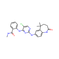 CNC(=O)c1ccccc1Nc1nc(Nc2ccc3c(c2)C(C)(C)CCC(=O)N3)ncc1Cl ZINC000066251907