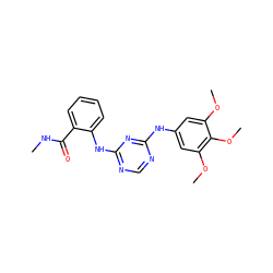 CNC(=O)c1ccccc1Nc1ncnc(Nc2cc(OC)c(OC)c(OC)c2)n1 ZINC000096273894