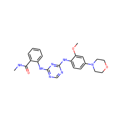 CNC(=O)c1ccccc1Nc1ncnc(Nc2ccc(N3CCOCC3)cc2OC)n1 ZINC000096273912