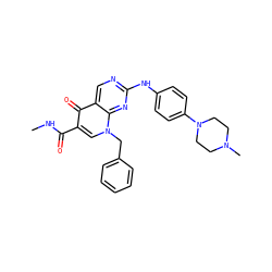 CNC(=O)c1cn(Cc2ccccc2)c2nc(Nc3ccc(N4CCN(C)CC4)cc3)ncc2c1=O ZINC000053026098