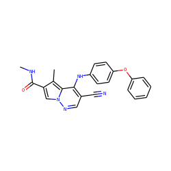 CNC(=O)c1cn2ncc(C#N)c(Nc3ccc(Oc4ccccc4)cc3)c2c1C ZINC000028567967