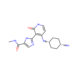 CNC(=O)c1cnc(-c2c(N[C@H]3CC[C@@H](N)CC3)cc[nH]c2=O)[nH]1 ZINC000653726359