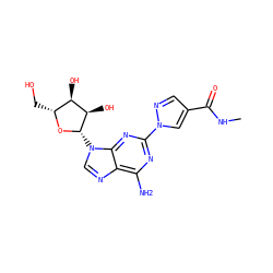 CNC(=O)c1cnn(-c2nc(N)c3ncn([C@@H]4O[C@H](CO)[C@@H](O)[C@H]4O)c3n2)c1 ZINC000013818943