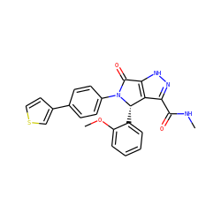 CNC(=O)c1n[nH]c2c1[C@H](c1ccccc1OC)N(c1ccc(-c3ccsc3)cc1)C2=O ZINC000096177189