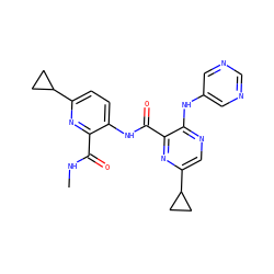 CNC(=O)c1nc(C2CC2)ccc1NC(=O)c1nc(C2CC2)cnc1Nc1cncnc1 ZINC000169701778