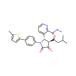 CNC(=O)c1ncccc1[C@@H]1[C@@H](C(=O)CC(C)C)C(=O)C(=O)N1c1ccc(-c2ccc(C)s2)cc1 ZINC000169696683