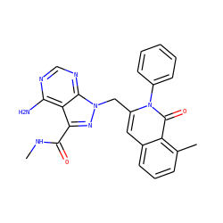 CNC(=O)c1nn(Cc2cc3cccc(C)c3c(=O)n2-c2ccccc2)c2ncnc(N)c12 ZINC000088345904