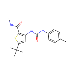 CNC(=O)c1sc(C(C)(C)C)cc1NC(=O)Nc1ccc(C)cc1 ZINC000028221235