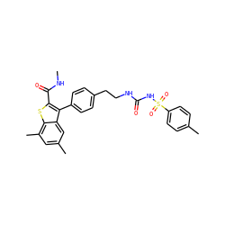 CNC(=O)c1sc2c(C)cc(C)cc2c1-c1ccc(CCNC(=O)NS(=O)(=O)c2ccc(C)cc2)cc1 ZINC000066103435
