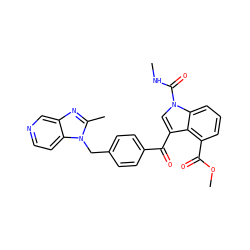 CNC(=O)n1cc(C(=O)c2ccc(Cn3c(C)nc4cnccc43)cc2)c2c(C(=O)OC)cccc21 ZINC000013776656