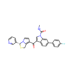CNC(=O)n1cc(C(=O)c2ccn3c2CS[C@@H]3c2cccnc2)c2ccc(-c3ccc(F)cc3)cc21 ZINC000026731228