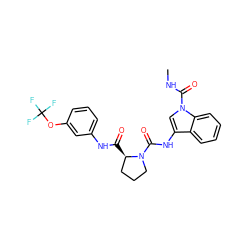 CNC(=O)n1cc(NC(=O)N2CCC[C@H]2C(=O)Nc2cccc(OC(F)(F)F)c2)c2ccccc21 ZINC000148509141