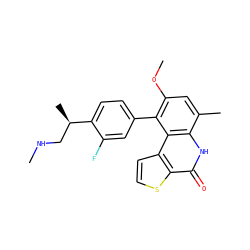 CNC[C@@H](C)c1ccc(-c2c(OC)cc(C)c3[nH]c(=O)c4sccc4c23)cc1F ZINC000149337694