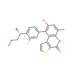 CNC[C@H](C)c1ccc(-c2c(O)cc(C)c3[nH]c(=O)c4sccc4c23)cc1F ZINC000166203581