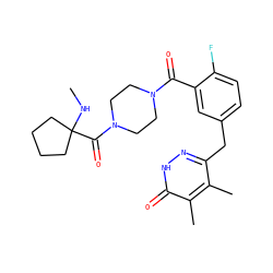 CNC1(C(=O)N2CCN(C(=O)c3cc(Cc4n[nH]c(=O)c(C)c4C)ccc3F)CC2)CCCC1 ZINC000045356392