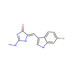 CNC1=NC(=O)/C(=C/c2c[nH]c3cc(Br)ccc23)N1 ZINC000084709547