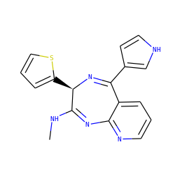 CNC1=Nc2ncccc2C(c2cc[nH]c2)=N[C@@H]1c1cccs1 ZINC000040981212