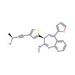 CNC1=Nc2ncccc2C(c2ccco2)=N[C@@H]1c1cc(C#C[C@H](C)O)cs1 ZINC000035983418