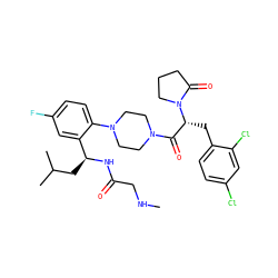 CNCC(=O)N[C@@H](CC(C)C)c1cc(F)ccc1N1CCN(C(=O)[C@@H](Cc2ccc(Cl)cc2Cl)N2CCCC2=O)CC1 ZINC000028823918