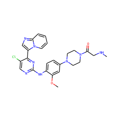 CNCC(=O)N1CCN(c2ccc(Nc3ncc(Cl)c(-c4cnc5ccccn45)n3)c(OC)c2)CC1 ZINC000072177247