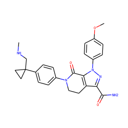 CNCC1(c2ccc(N3CCc4c(C(N)=O)nn(-c5ccc(OC)cc5)c4C3=O)cc2)CC1 ZINC000040394971