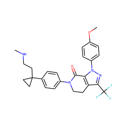 CNCCC1(c2ccc(N3CCc4c(C(F)(F)F)nn(-c5ccc(OC)cc5)c4C3=O)cc2)CC1 ZINC000040873731