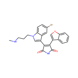 CNCCCn1cc(C2=C(c3coc4ccccc34)C(=O)NC2=O)c2cc(Br)ccc21 ZINC000096929139