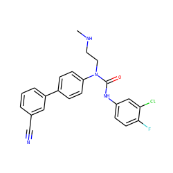CNCCN(C(=O)Nc1ccc(F)c(Cl)c1)c1ccc(-c2cccc(C#N)c2)cc1 ZINC000013648098